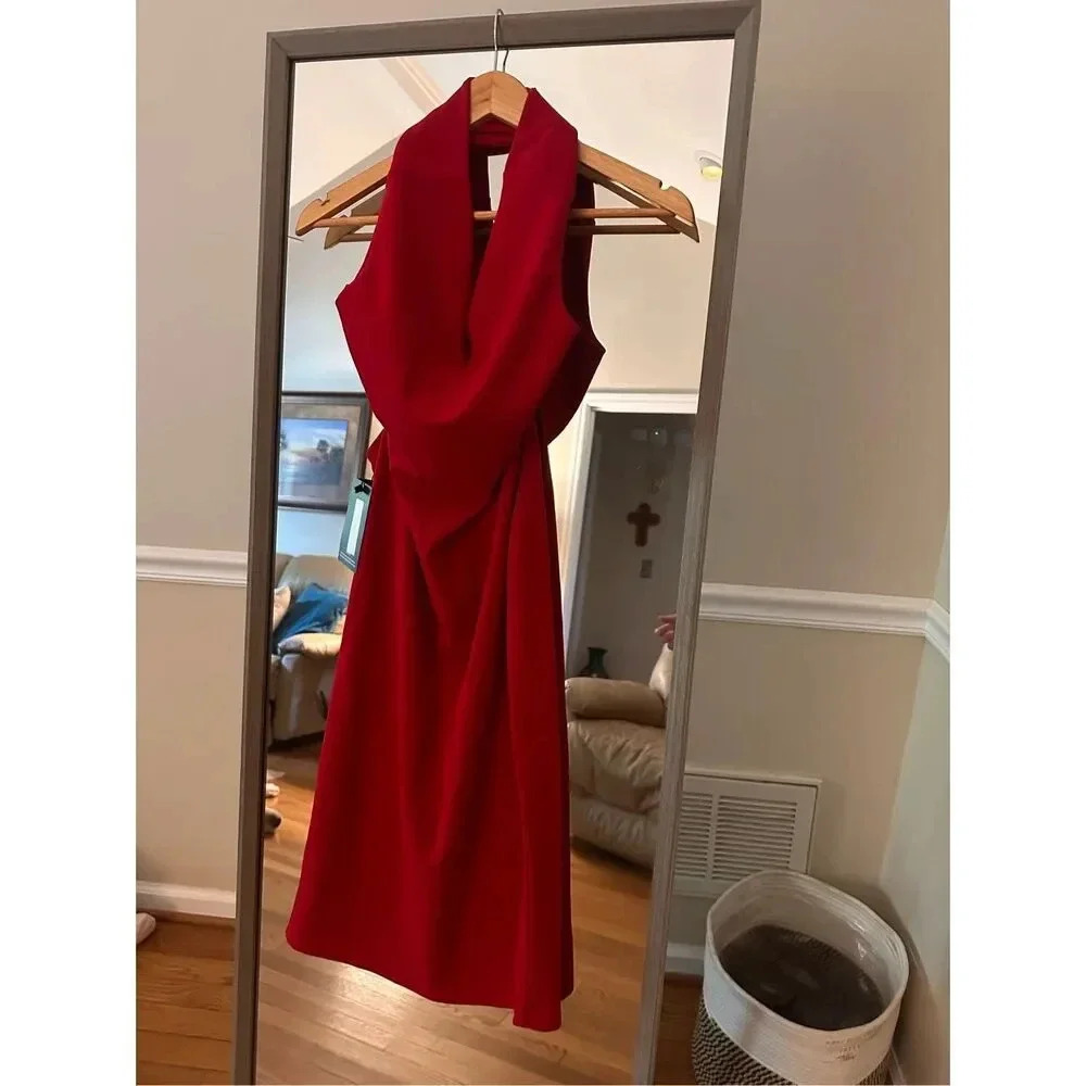 PrettyLittleThing Red Cowl Neck Midi Dress